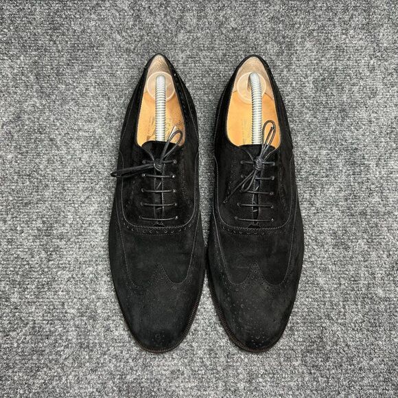 Salvatore Ferragamo Black Suede Oxfords‎ Men\'s 9D Wing Tip Leather Dress Shoes main image 13